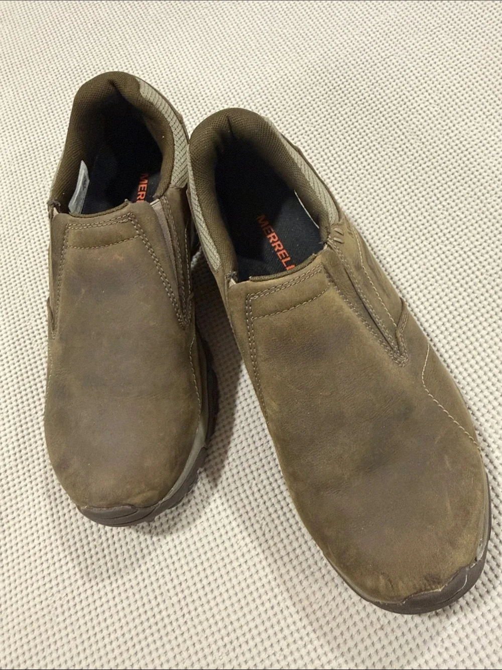 Merrell Men's Olive Brown Slip-On Leather Trail Shoes